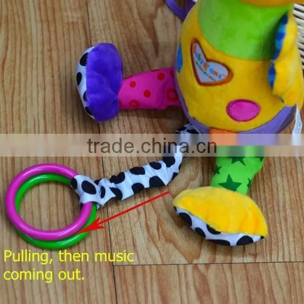 Funny chick pulling musical Plush toys baby educational plush toys for kids