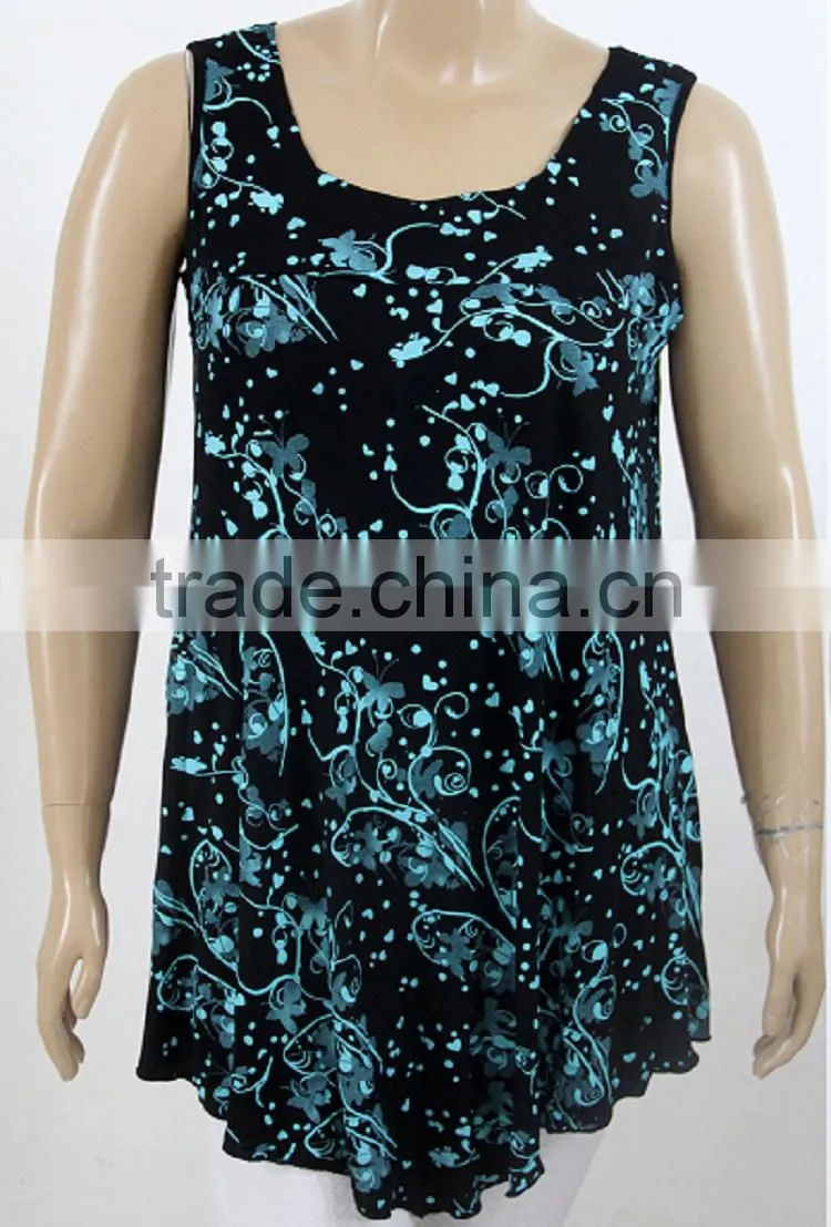 Modern style latest chiffon tops mature ladies sample blouse with flower print