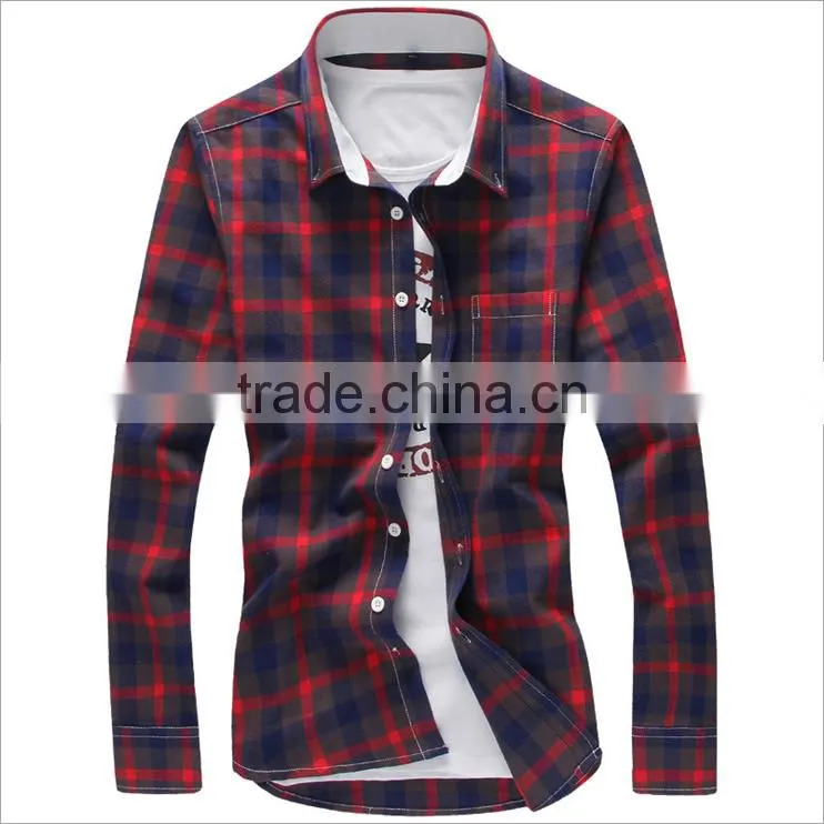 Alibaba cotton microfiber casual check Korean men style shirt