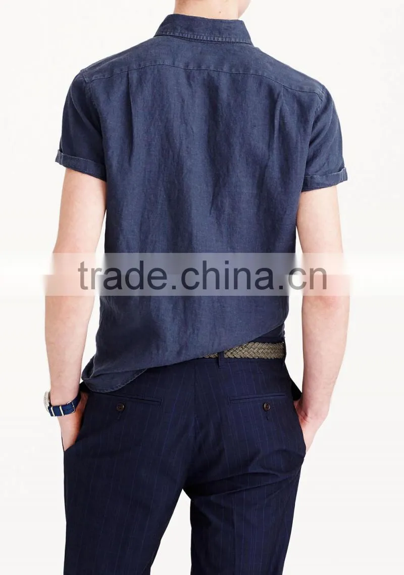 2015 SHORT-SLEEVE IRISH LINEN SHIRT costume slim fit