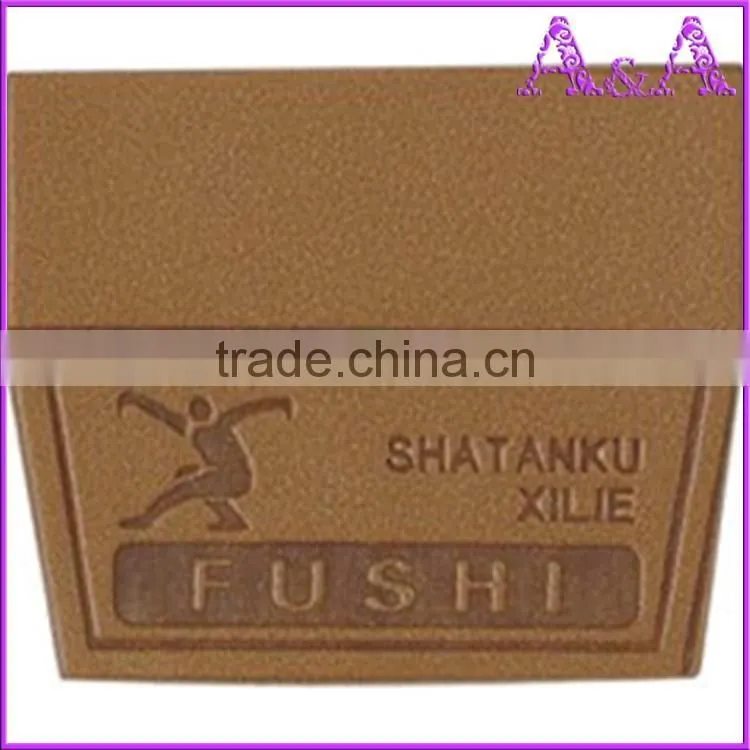 high end ink filled deboss embossed garment PU leather labels for jeans