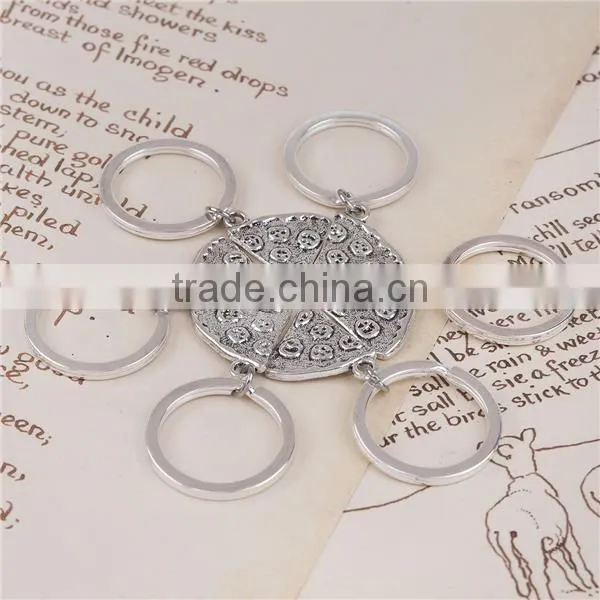 Keychain & Keyring Pizza Silver Plated Triangle Carved 4.6cm