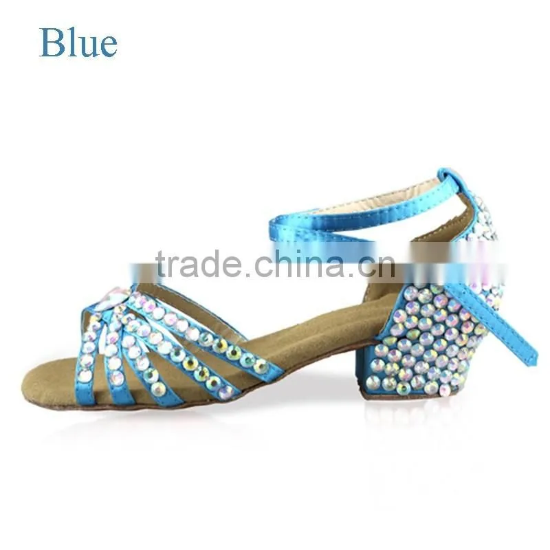 Children Kid Rhinestone Low Heel Modern Shoes Girls diamond Ballroom Latin Dance Shoes