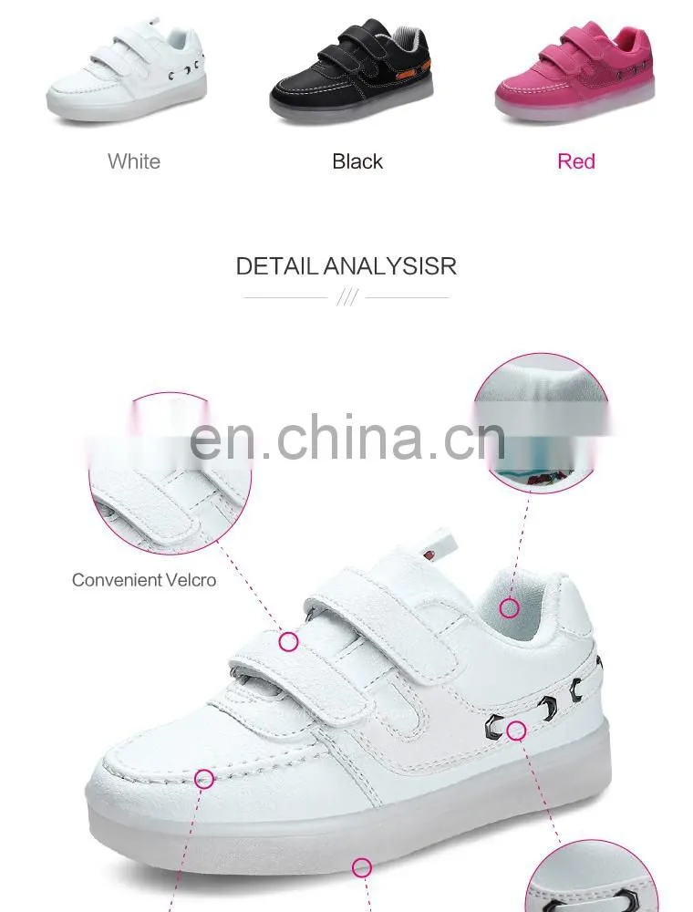 Factory wholesale new USB rechargeable kids LED luminous light shoes Children kids led shoes sneakers