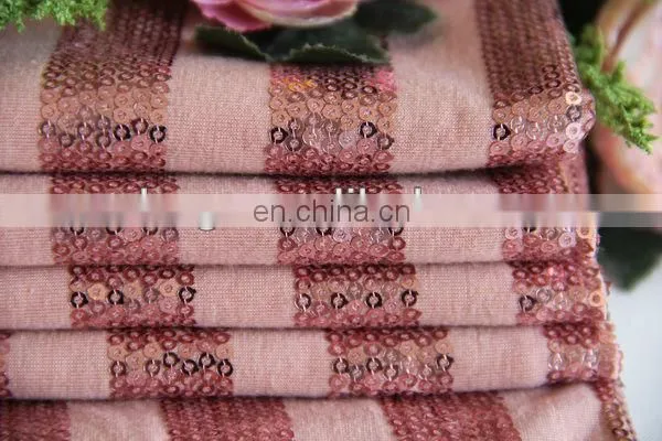 Rayon Ground Stripe Sequins Embroidery