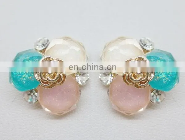 Fashionable exquisite occident mint green crystal earring stud