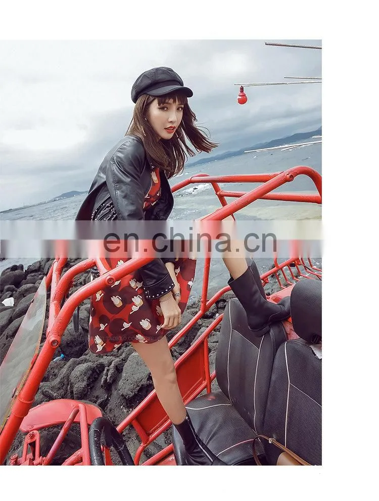 Fashion Real Curly Hip Hop Style Sheep Skin Leather Overcoat Women