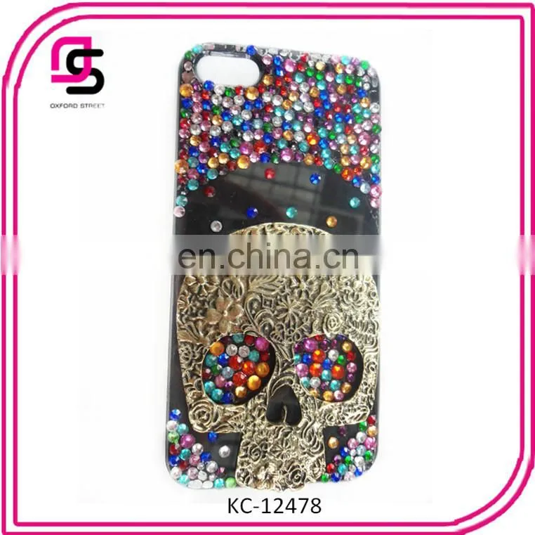 2014 wholesale fashion rhinestone phone case with skull design