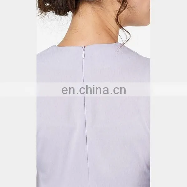 Elegant purple baju kurung modern ruffle design bell sleeve muslim dress