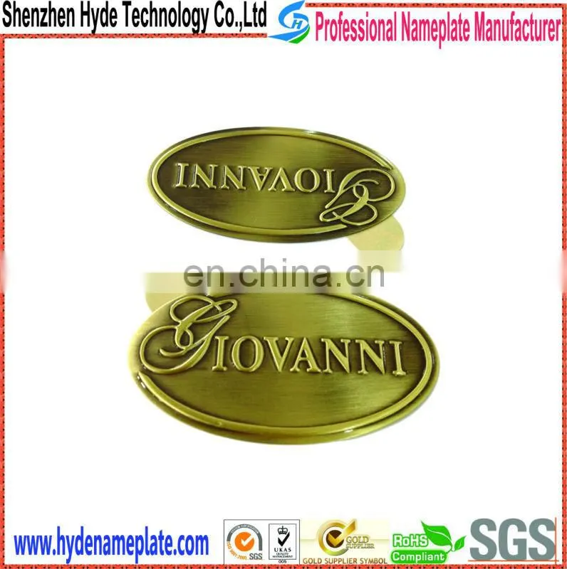 design metal cheap 3d adhesive enbossed gold brass cards
