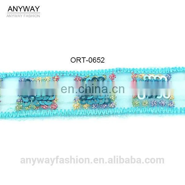 Elastic beaded sequin lace trim wholesale