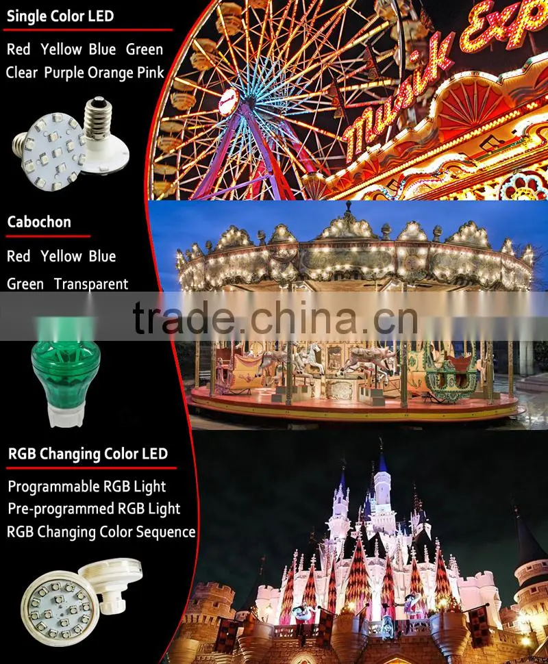 disco hall 9 LEDs 28mm E10 RGB changing color sequence group RGB auto running 24vac rgb led amusement lights