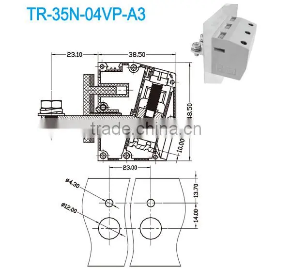 Feed Through Terminal Blocks with 23.00mm Pitch terminal block manufacturers