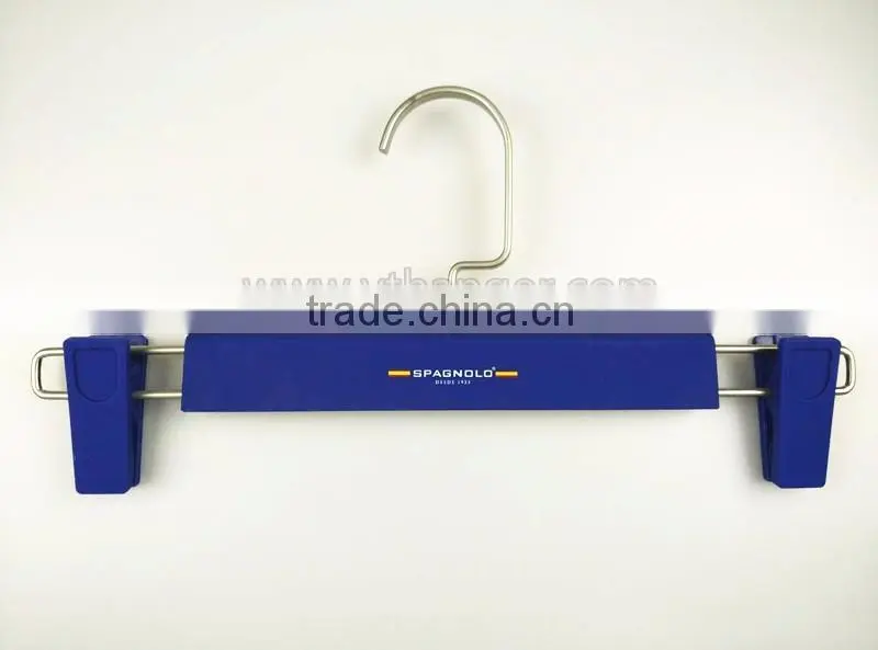 CY-633 Luxury blue rubber coat plastic hanger copper coat hanger display rubber hanger