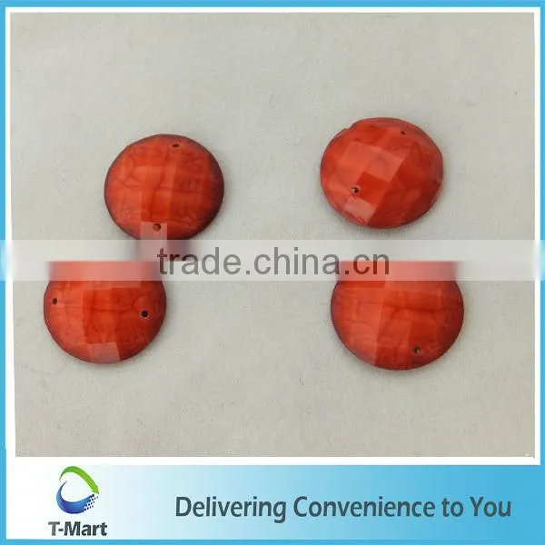 resin round stone for dress with two holes Plastic stone for decoration blue tree root resin rhinestone wholesale