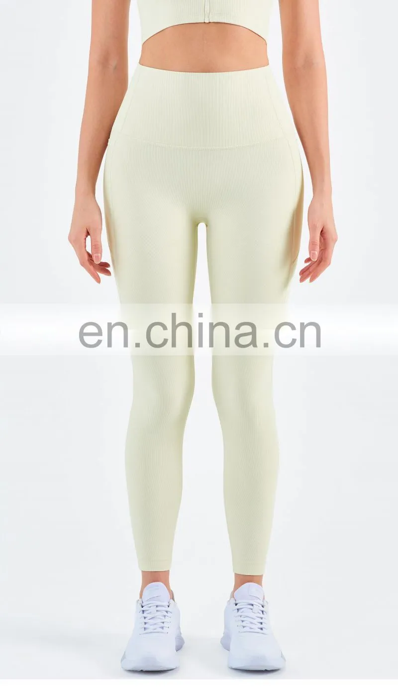 Ribbed High Waisted Leggings Without T Line Gym Outfit Scrunch Butt Yoga Pants Women