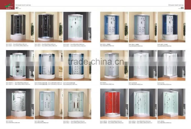 ABS high tray frosting tempered glass shower enclosure