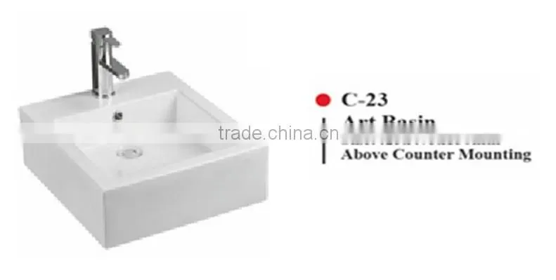 C23 Modern Bathroom Design, Quality Square Art Basin, Bathroom Mounting Above Cabinet White Ceramic Washbasin Bowl