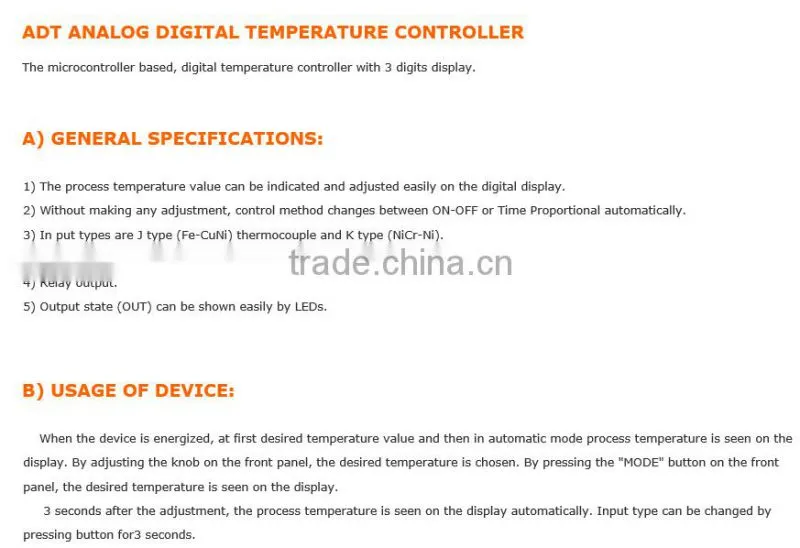 ADT ANALOG DIGITAL TEMPERATURE CONTROLLER