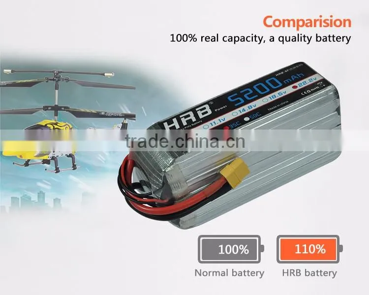 HRB 6S 22.2V 30C 5200mah lithium polymer lipo battery for RC Hobby Drone Car Boat