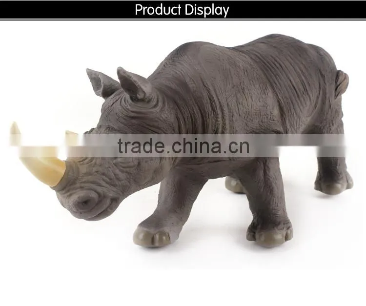 Hot Sell Cool Dinosaur Toys Vinyl 17'' Black Rhinoceros Toy For children X012