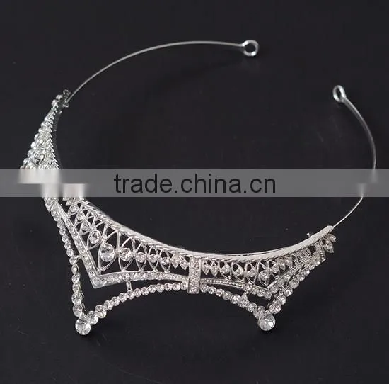 Custom rhinestone crystal large beauty pageant crowns & tiaras miss world tiaras