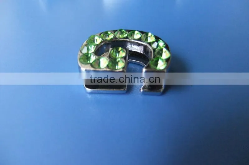 18mm Slide Letters with Green Rhinestone