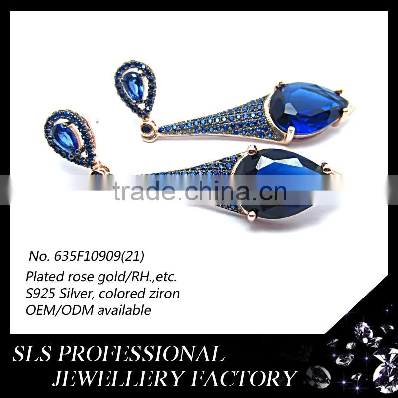 2015 real cheap 925 silver earrings jewelry blue sapphire jewelry beauty silver gemstone earring studs