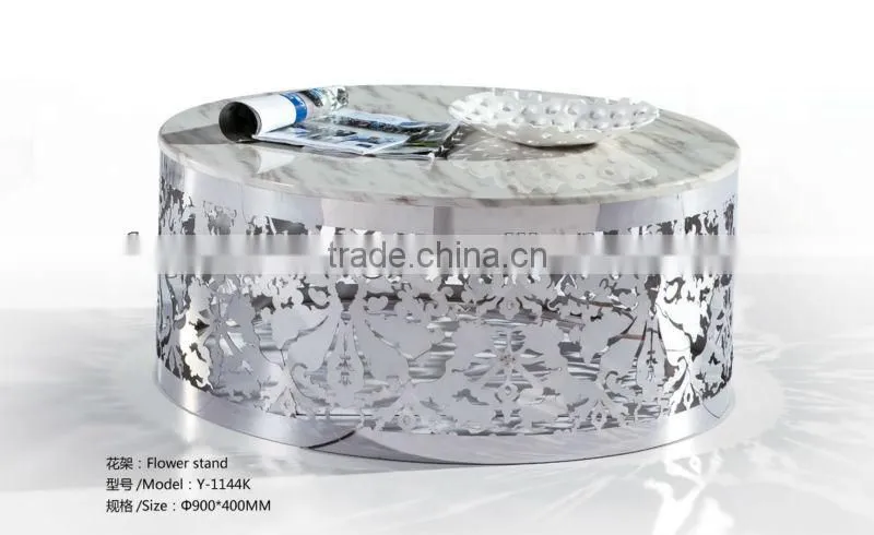 Oval glass stainless steel coffee table