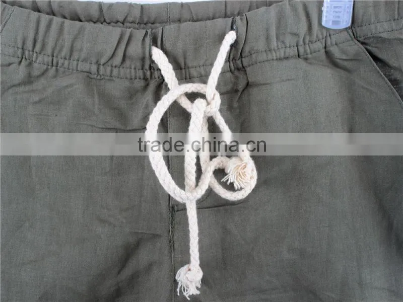 Lady fashion and cheap cotton/linen apparel stock shorts