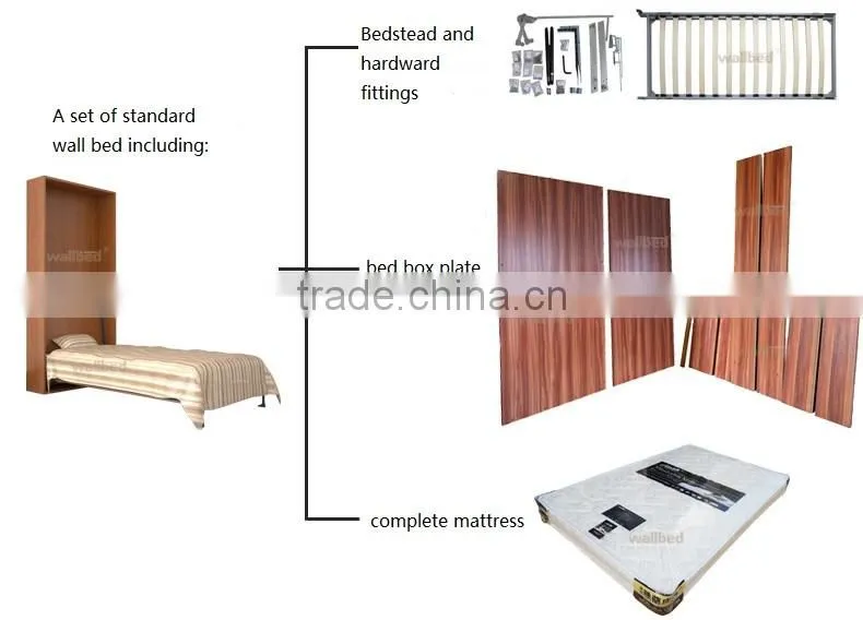 saving hidden wall bed,folding wall bed,wall bed with cabinet(SZ-WBA90-C )