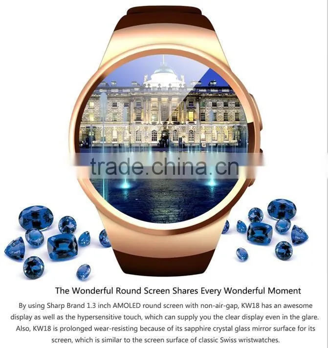 2016 smart watch new design CPU MTK2502C KW18 smart watch