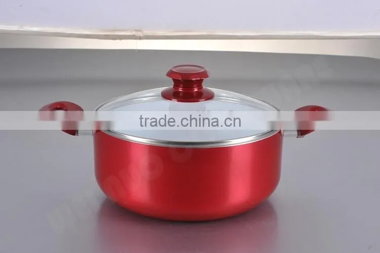 Cheap Hot Aluminum Alloy Casserole with Tempered Glass Lid Large Size Casserole
