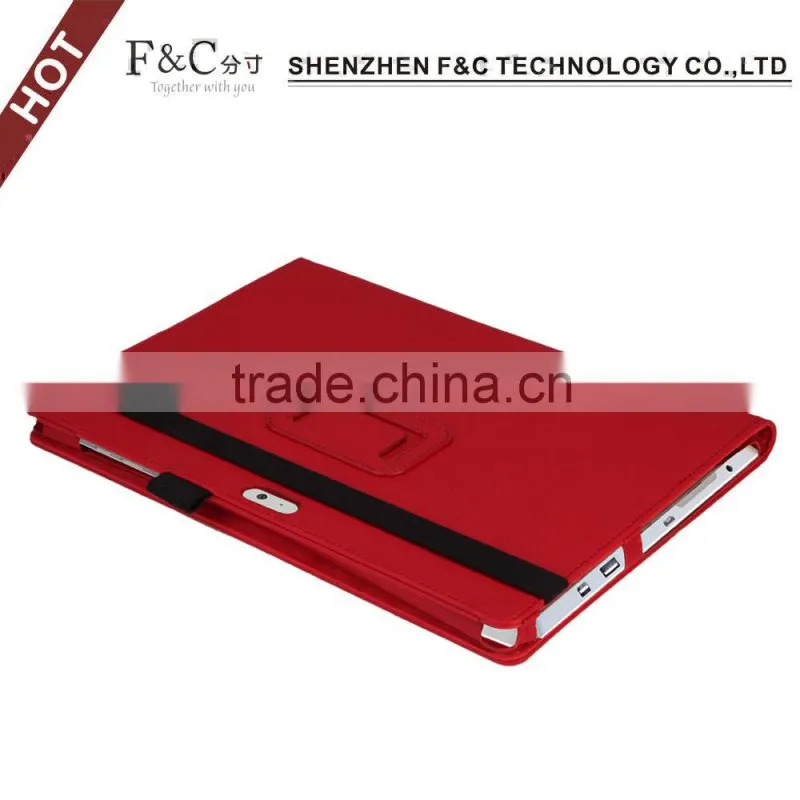 Colorful pu leather stand flip cover for microsoft surface pro 4 with elastic band design