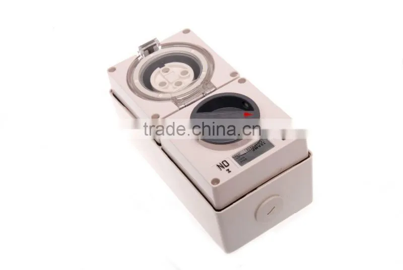 Three Phase 4 Round Pin Combo Switch & Socket 50A (Resistive Orange)
