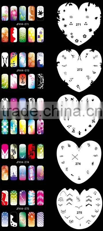Airbrush Nail Art Stencil Set 14, 20 Sheet Stencil Set with an Average of 16 Different Nail Art Design Patterns