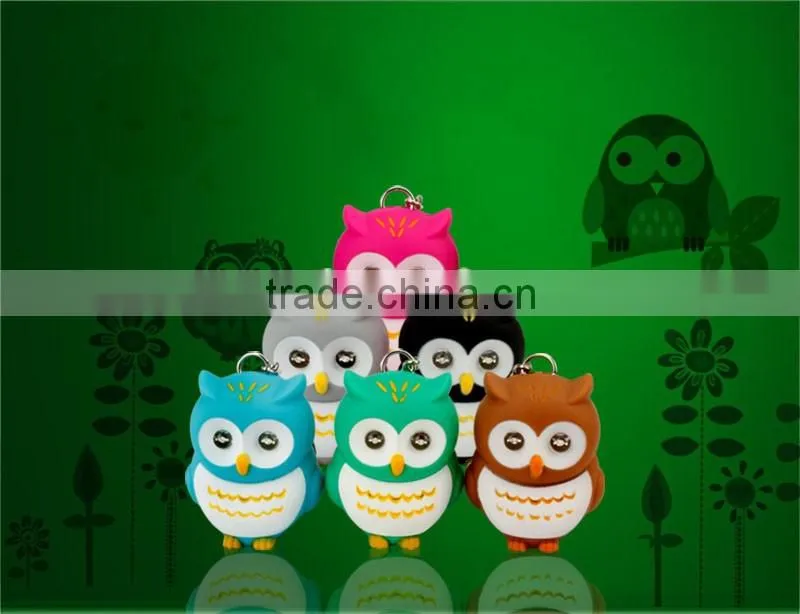 Plastic LED Owl Keychains with Sound