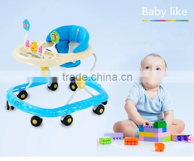 Hot selling lovely baby walker with light and music/Cheap 8 wheels baby walker