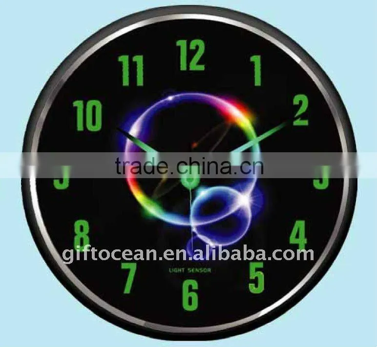 12" silence Smart light metal wall clock