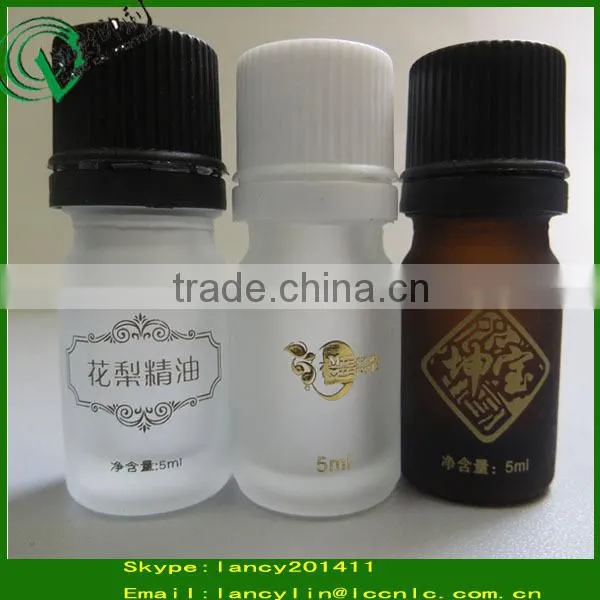 5ml clear cosmetic packaging glass bottles with black screw cap and stopper