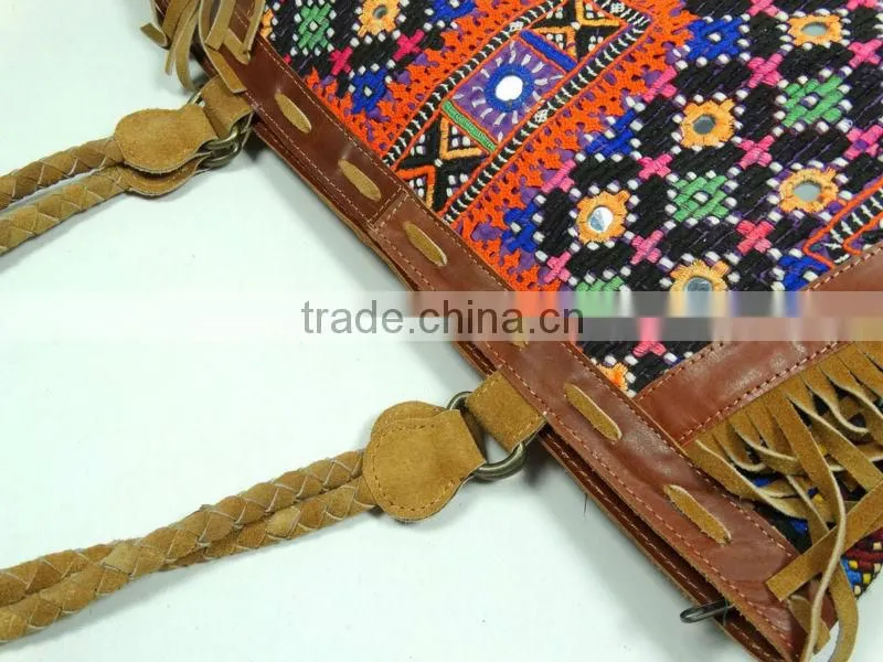 leather fringe hobo bags kutch banjara shoulder bag