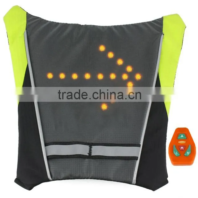 Reflective Flashing LED backpack Luminous Safety Warning Direction cycling/Hiking Backpack with Turn Signal secutiry pilot