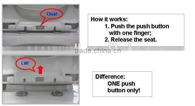 Duroplast WC toilet seat cover with soft close and quick release functions for bathroom
