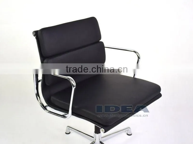 Replica Charles Charles Soft Pad Meeting Chair - Black Color Genuine Leather