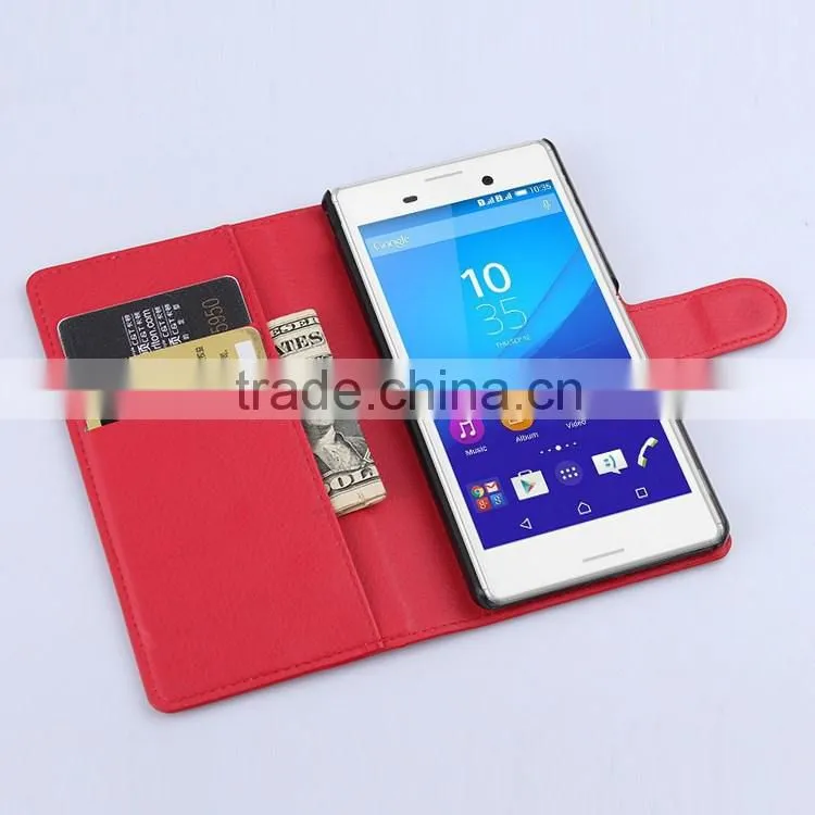 Hot Selling Two Mobile Phone Leather Flip Case For Sony M4 Leather Case