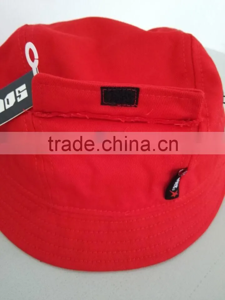 red front embroidery 100% cotton bucket hat