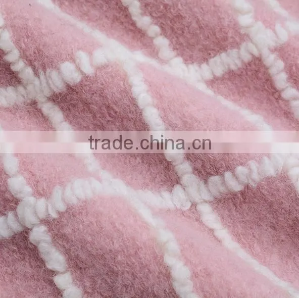 Bright yellow checks jacquard wool acrylic blend fabric for coat