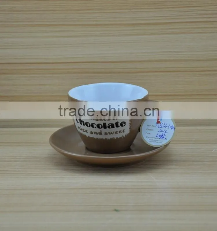 wholesale custom logo printing chocolate ceramic cups 12pcs tea ceramic cup and saucer