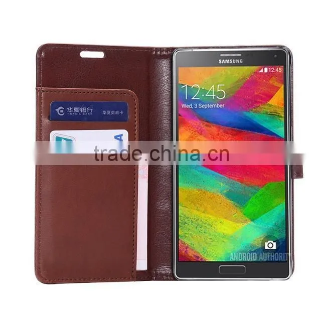 High quality mobile phone case from china supplier, pu leather wallet case for samsung galaxy note 4 mobile phone D0155