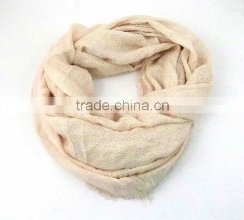 WL-34 Latest lady fashion infinity pink lurex scarf